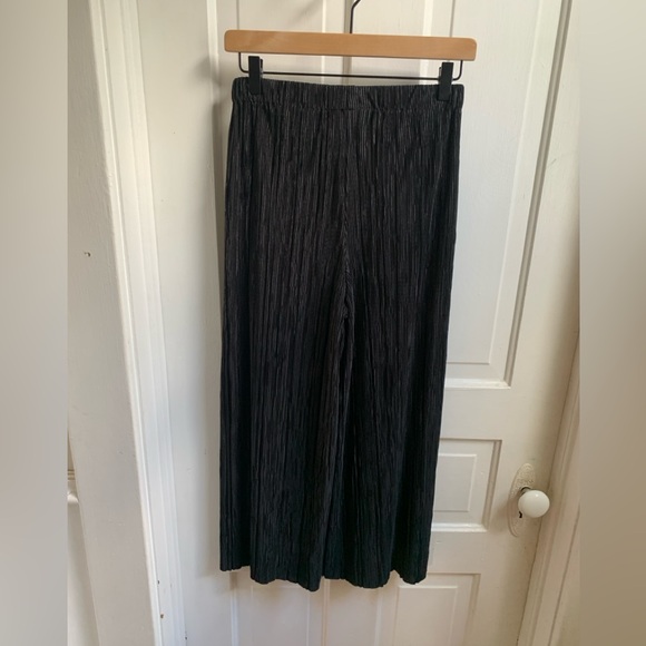 Alice + Olivia Metallic Wide Leg Elba Pants Black Size 4 - Picture 5 of 5